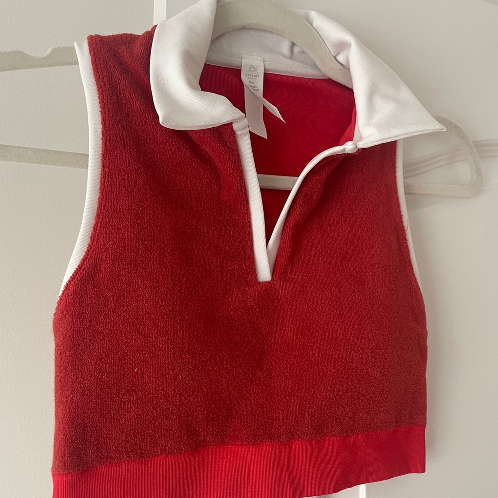 Aerie Red and White Crop Top - Picture 2 of 7
